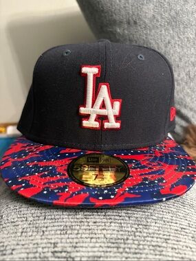 New Era Los Angeles Dodgers Navy Cap with Red/White Logo and Red/Blue Brim